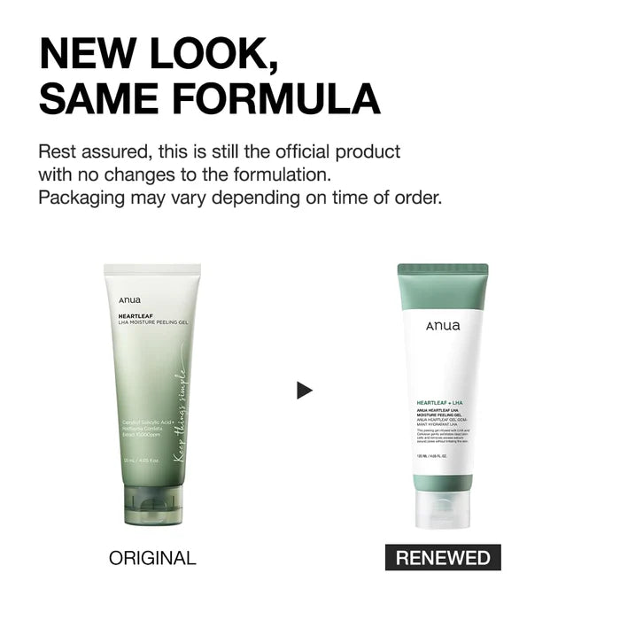 Anua Heartleaf LHA Moisture Peeling Gel tube with green cap