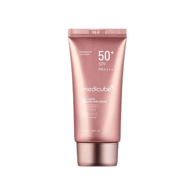 Medicube Collagen Firming Sun Cream peach-toned tube SPF50+ PA++++